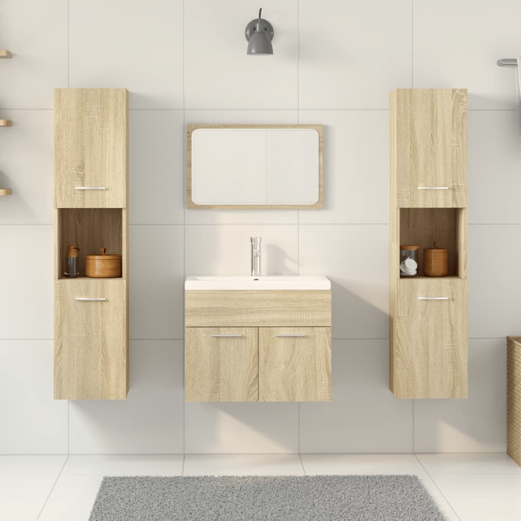 Ensemble de meubles de salle de bain 5 pcs chêne sonoma