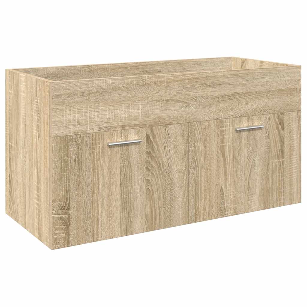 Armoire lavabo de salle de bain et bassin intégré chêne sonoma