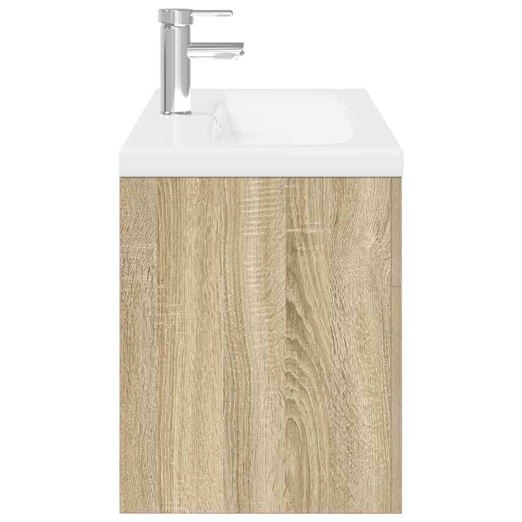 Armoire lavabo de salle de bain et bassin intégré chêne sonoma