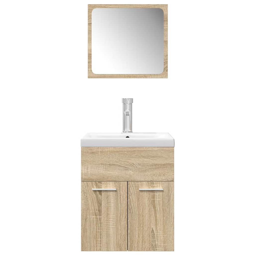 Ensemble de meubles de salle de bain 3 pcs chêne sonoma