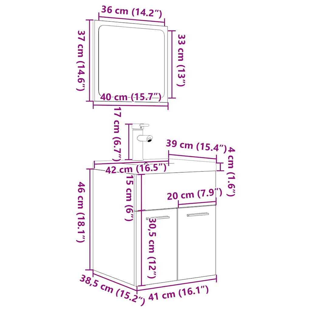 Ensemble de meubles de salle de bain 3 pcs chêne sonoma