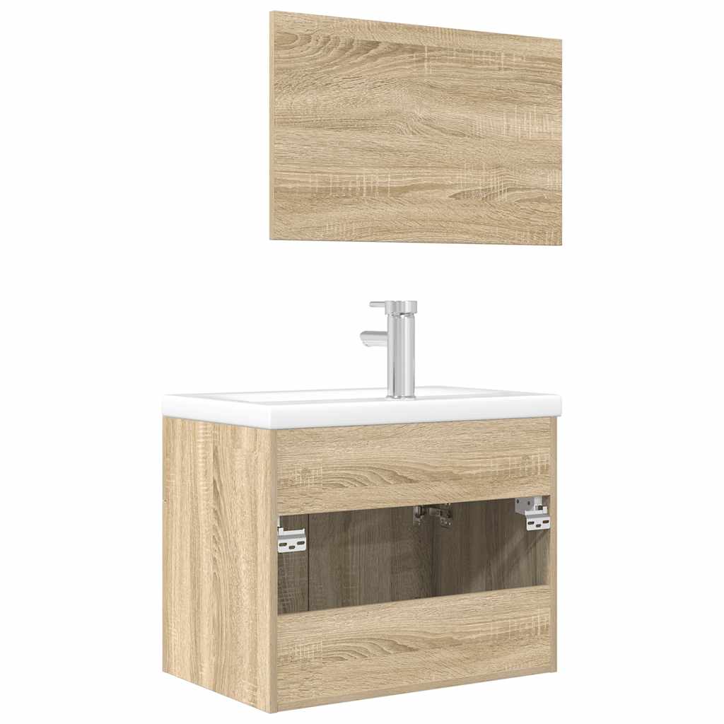 Ensemble de meubles de salle de bain 3 pcs chêne sonoma