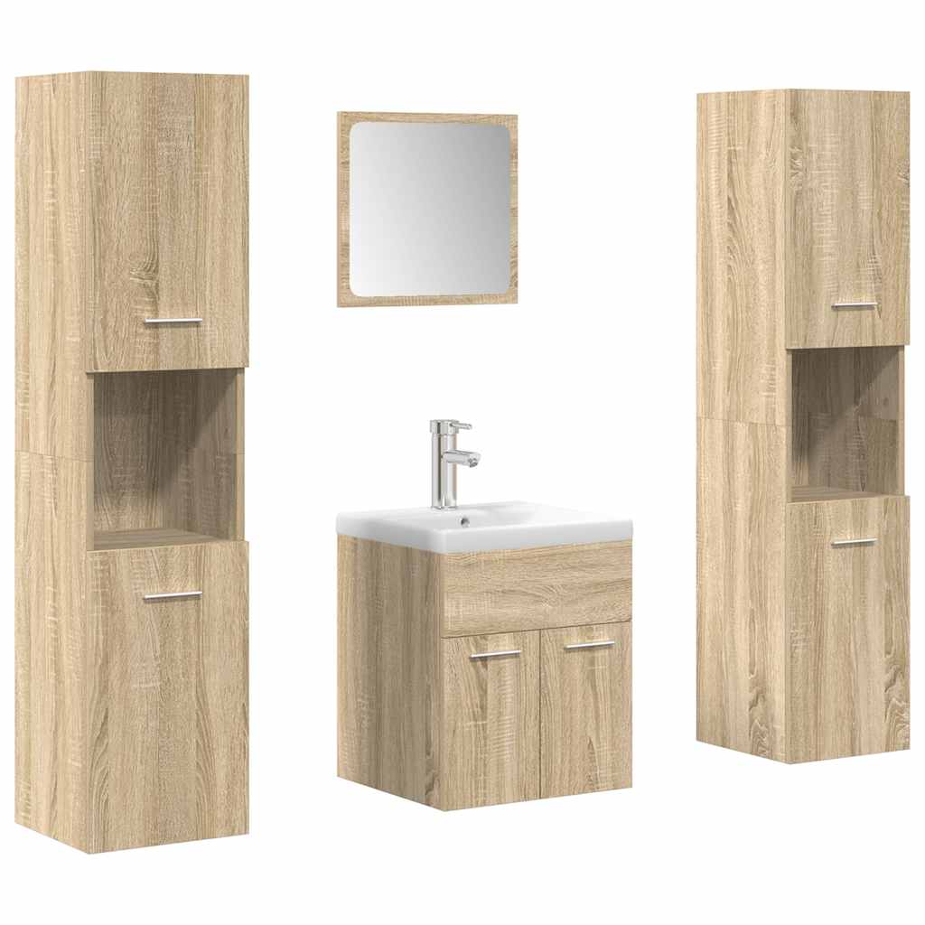 Ensemble de meubles de salle de bain 5 pcs chêne sonoma