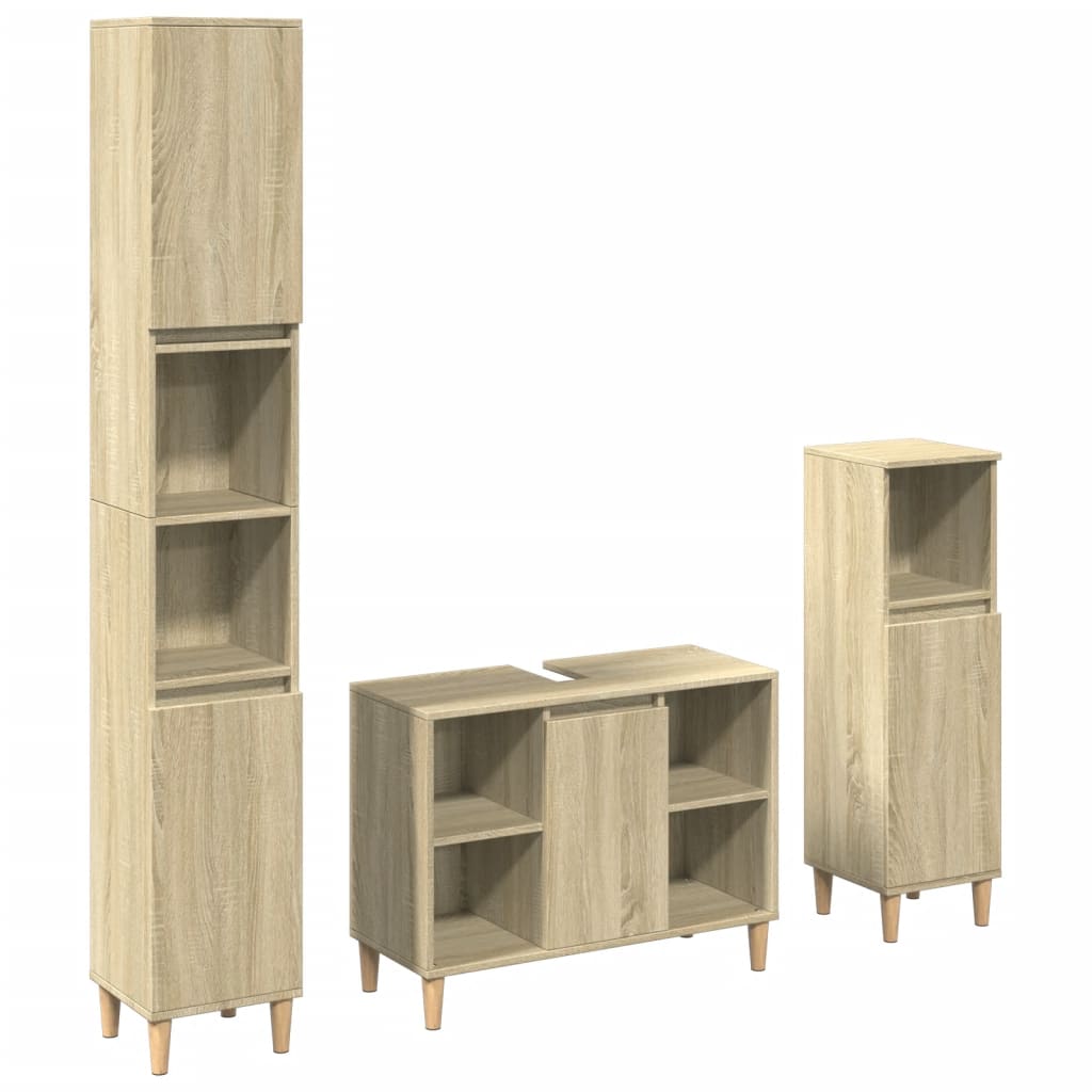 Ensemble de meubles de salle de bain 3 pcs chêne sonoma