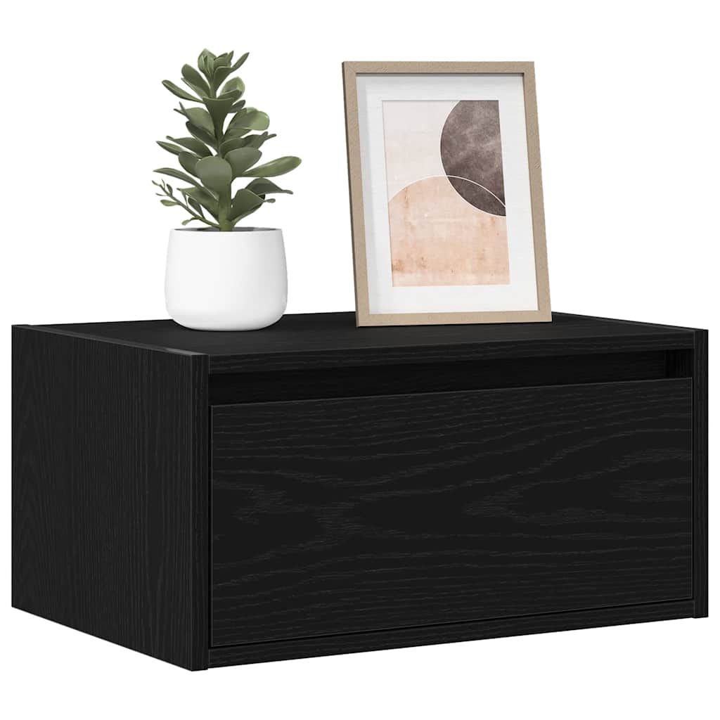Table de chevet murale avec lumières LED chêne noir - XIOS