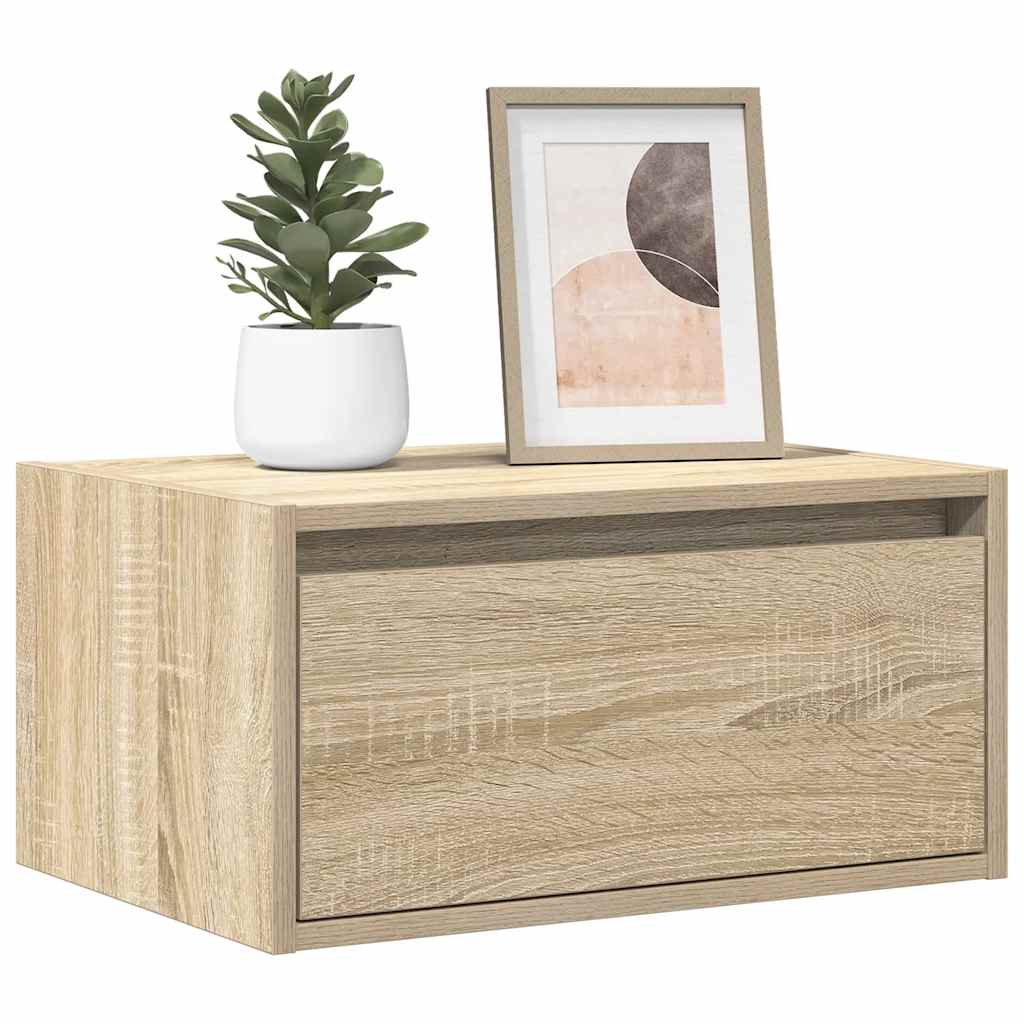 Table de chevet murale avec lumières LED chêne sonoma - XIOS