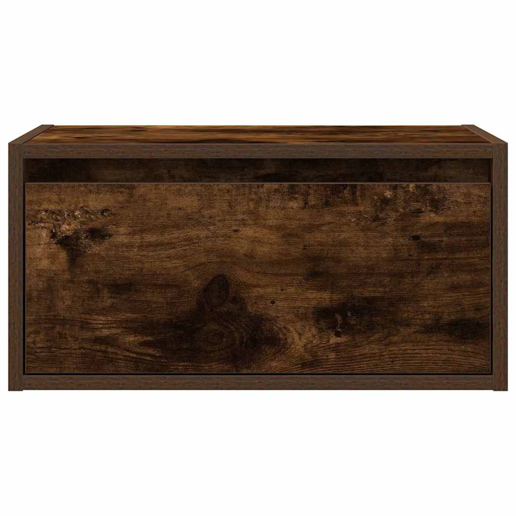 Tables de chevet murales avec lumières LED 2 pcs chêne fumé - XIOS