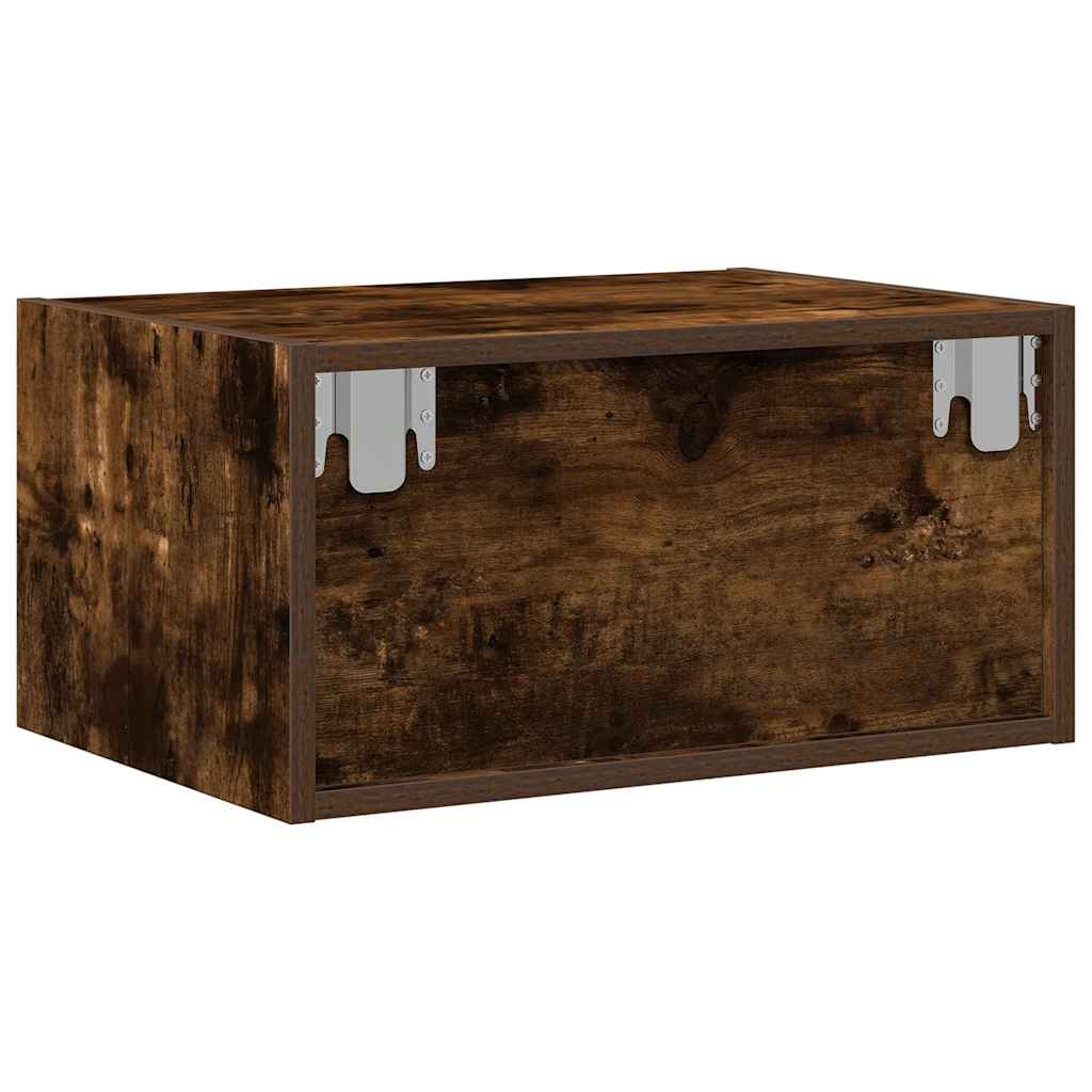 Tables de chevet murales avec lumières LED 2 pcs chêne fumé - XIOS