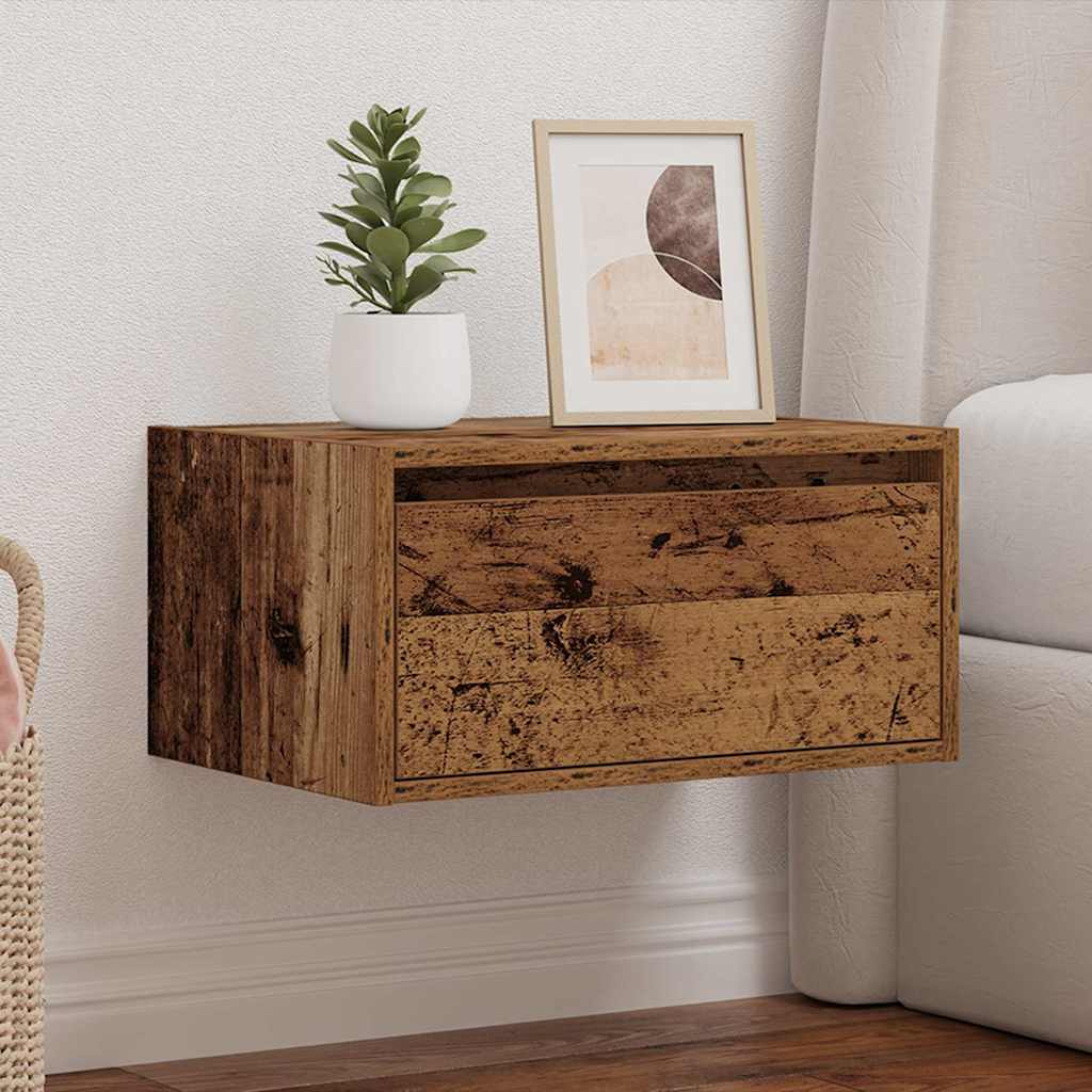 Table de chevet murale avec lumières LED vieux bois - XIOS