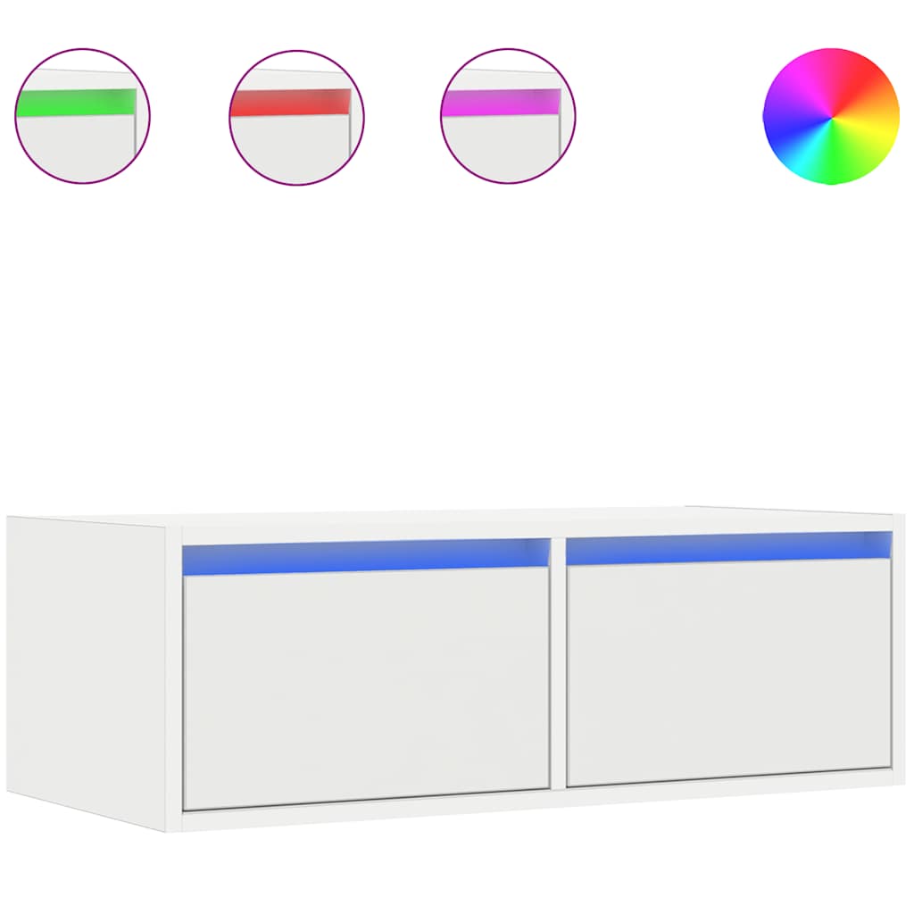 Meuble TV avec lumières LED blanc 75x35,5x25 cm - XIOS