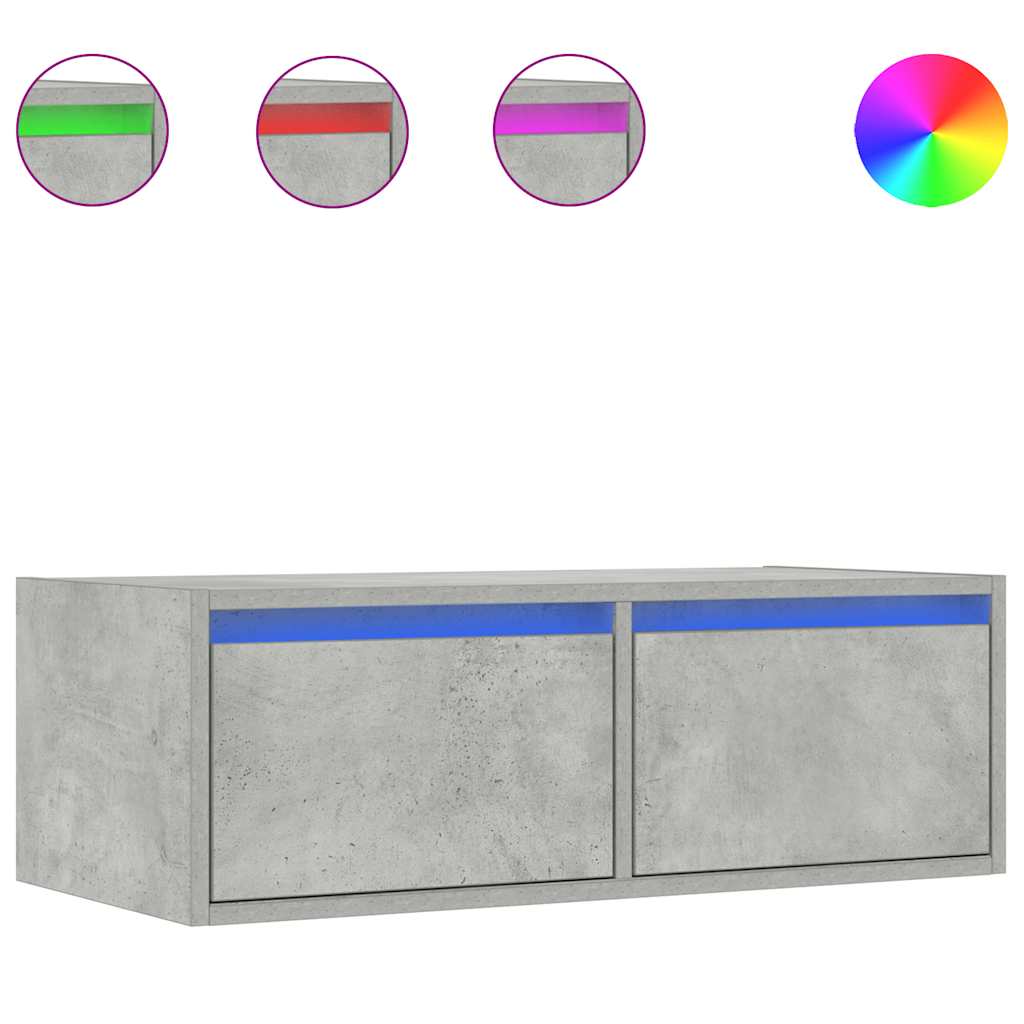 Meuble TV avec lumières LED gris béton 75x35,5x25 cm - XIOS