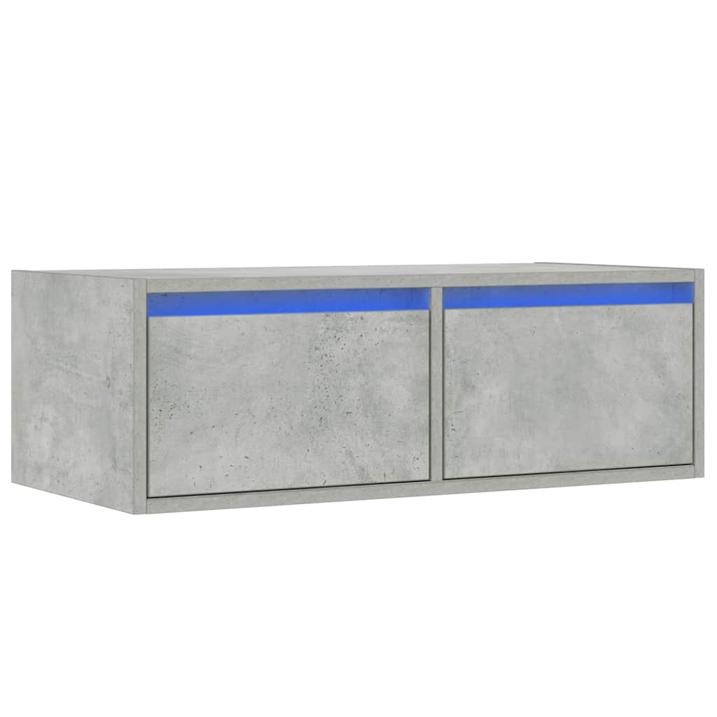 Meuble TV avec lumières LED gris béton 75x35,5x25 cm - XIOS