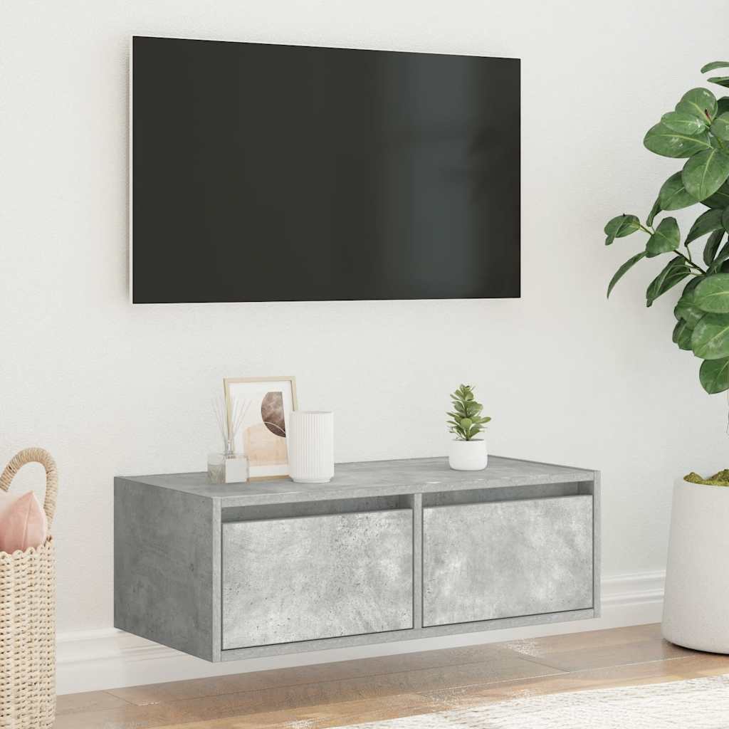 Meuble TV avec lumières LED gris béton 75x35,5x25 cm - XIOS