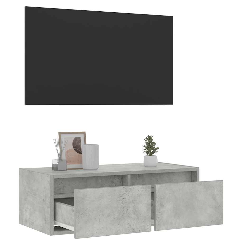 Meuble TV avec lumières LED gris béton 75x35,5x25 cm - XIOS