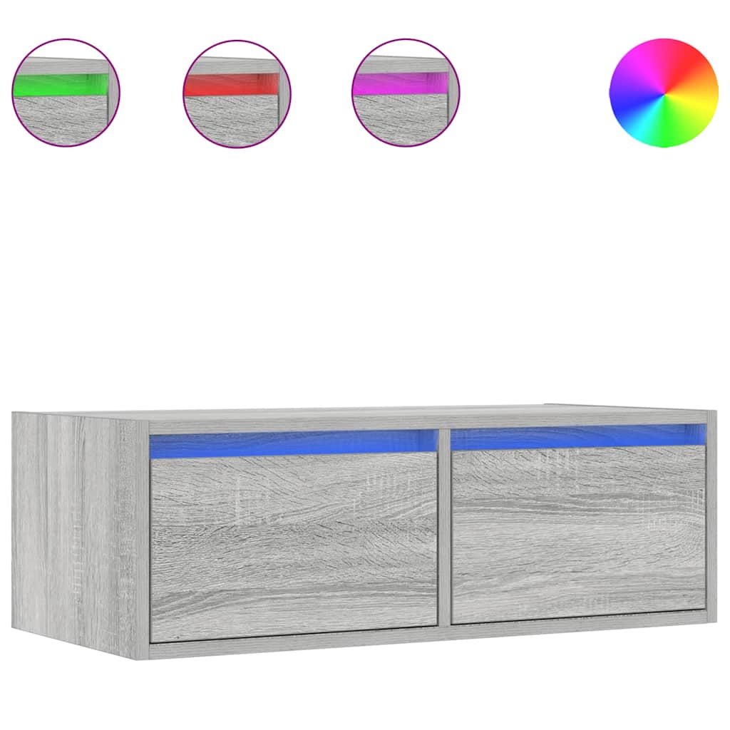 Meuble TV avec lumières LED sonoma gris 75x35,5x25 cm - XIOS