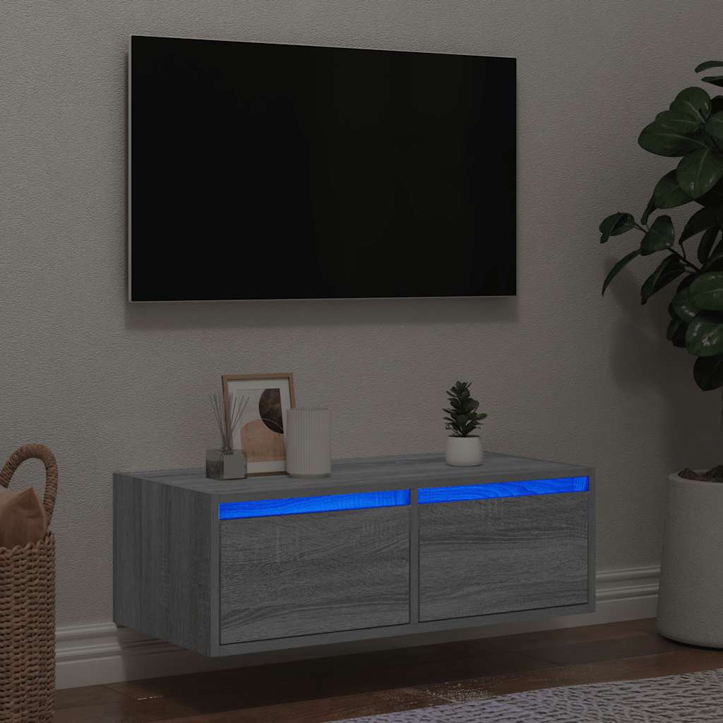 Meuble TV avec lumières LED sonoma gris 75x35,5x25 cm - XIOS