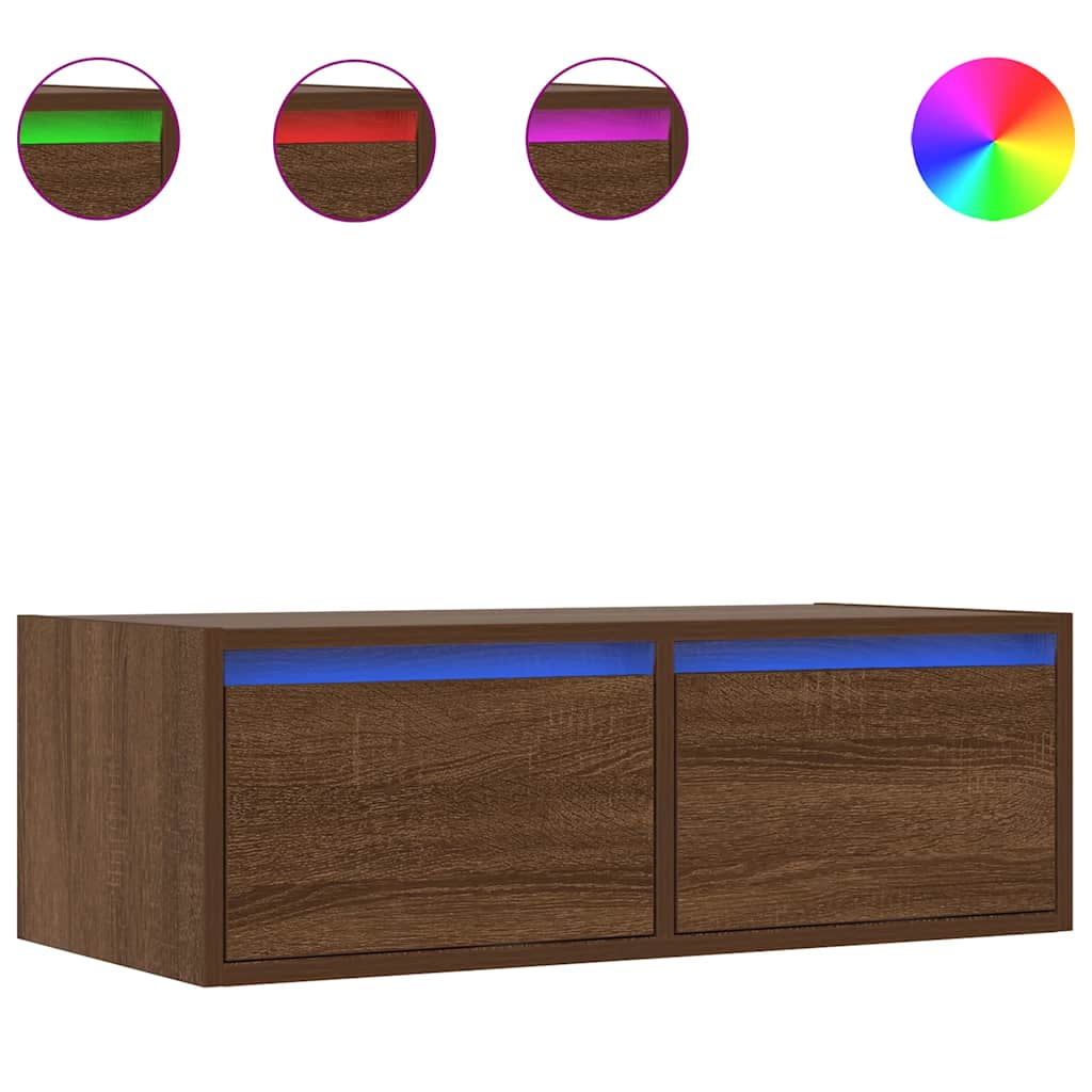 Meuble TV avec lumières LED chêne marron 75x35,5x25 cm - XIOS