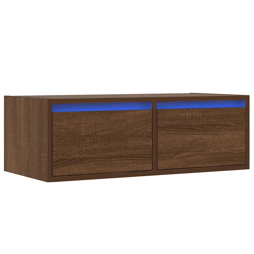 Meuble TV avec lumières LED chêne marron 75x35,5x25 cm - XIOS