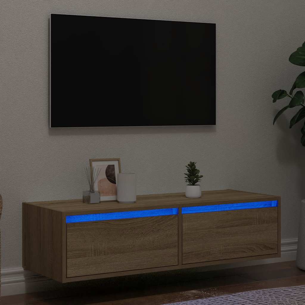 Meuble TV avec lumières LED chêne sonoma 100X35,5x25 cm - XIOS