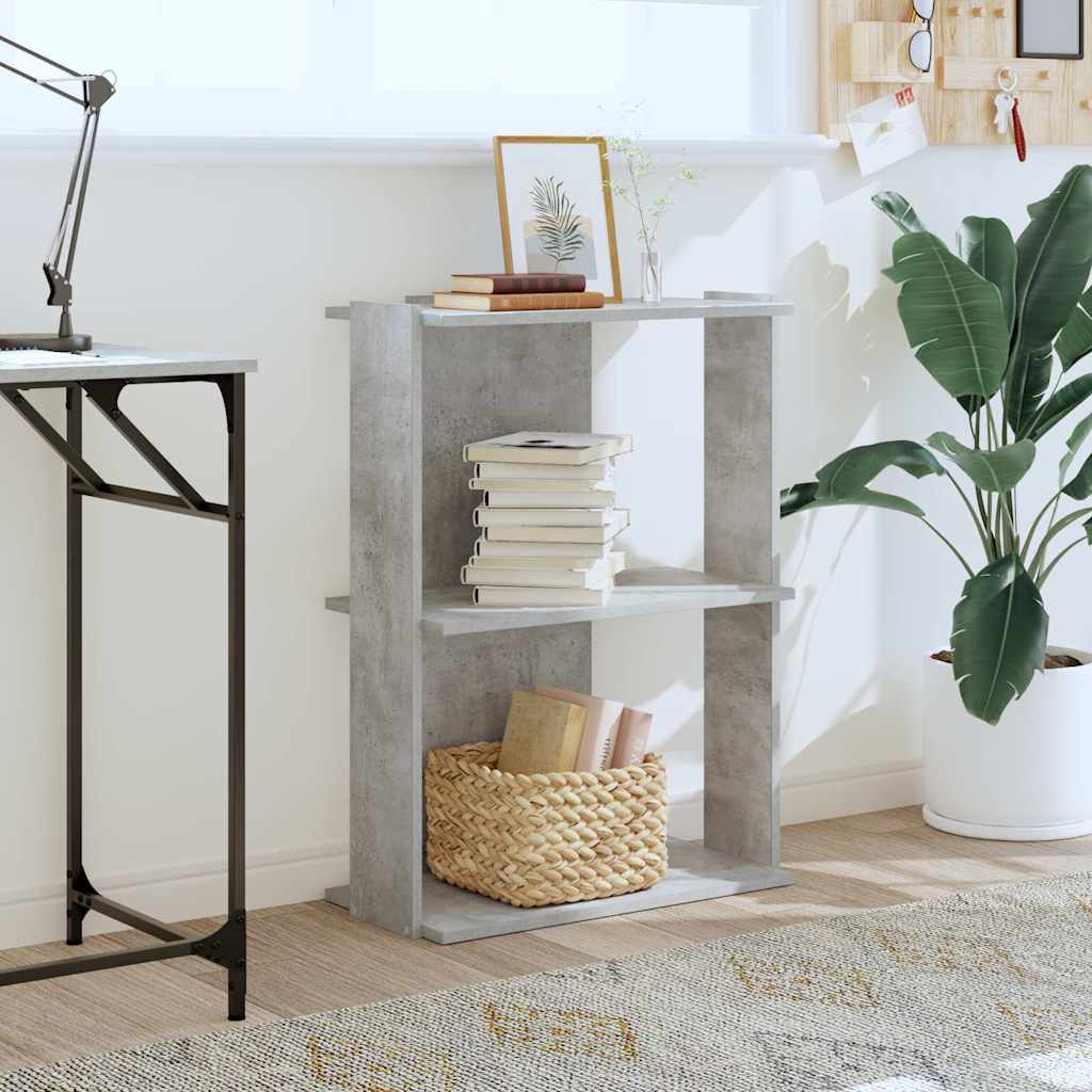 Bibliothèque à 3 niveaux gris béton 60x30x80 cm bois ingénierie - XIOS