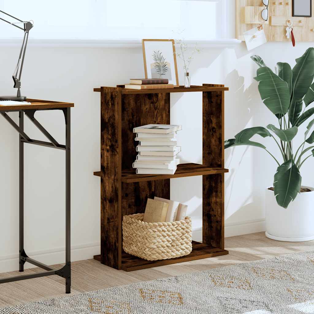 Bibliothèque 3 niveaux chêne fumé 60x30x80 cm bois d'ingénierie - XIOS