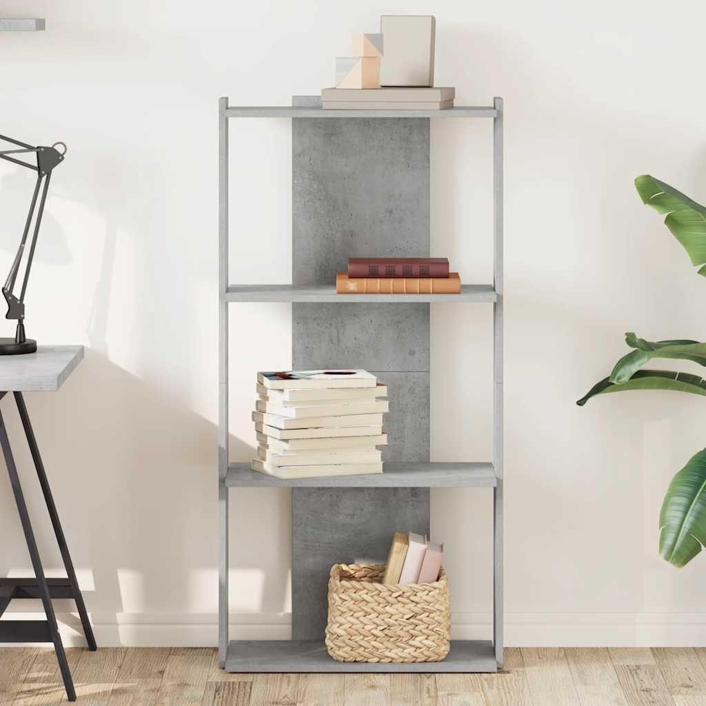 Bibliothèque à 3 niveaux gris béton 60x30x120cm bois ingénierie - XIOS