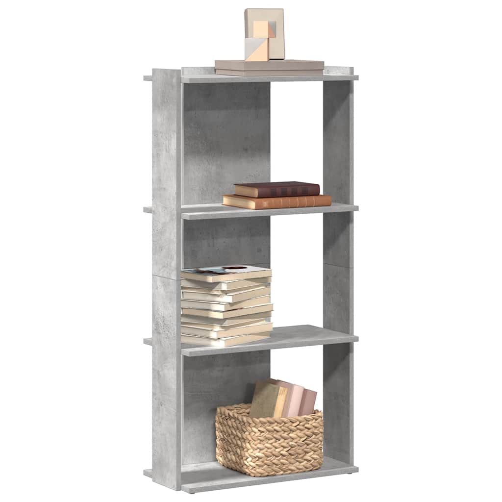 Bibliothèque à 3 niveaux gris béton 60x30x120cm bois ingénierie - XIOS