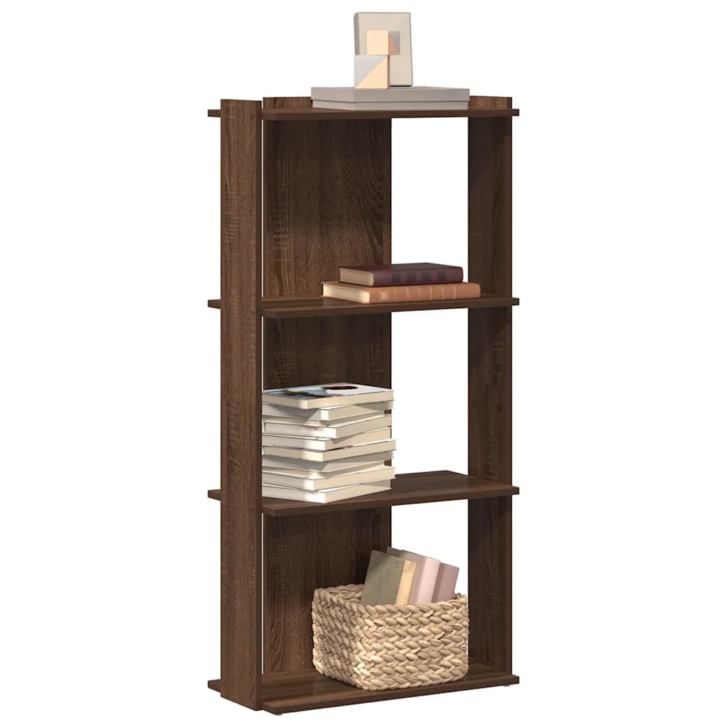 Bibliothèque 3 niveaux chêne marron 60x30x120cm bois ingénierie - XIOS