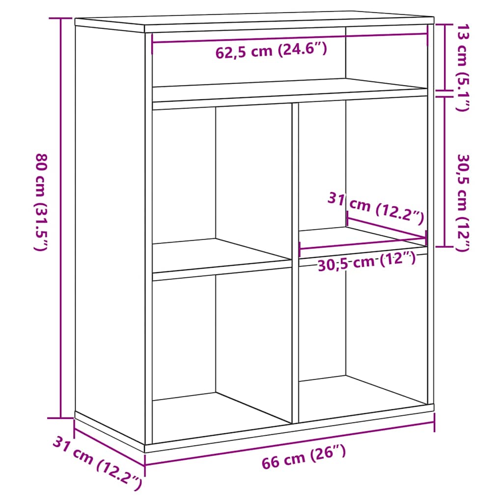 Bibliothèque gris béton 66x31x80 cm bois d’ingénierie - XIOS