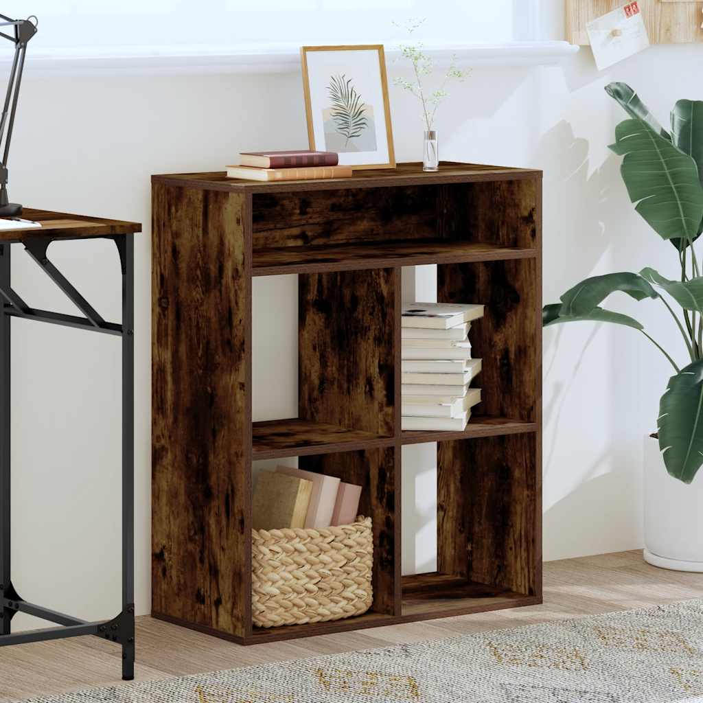Bibliothèque chêne fumé 66x31x80 cm bois d'ingénierie