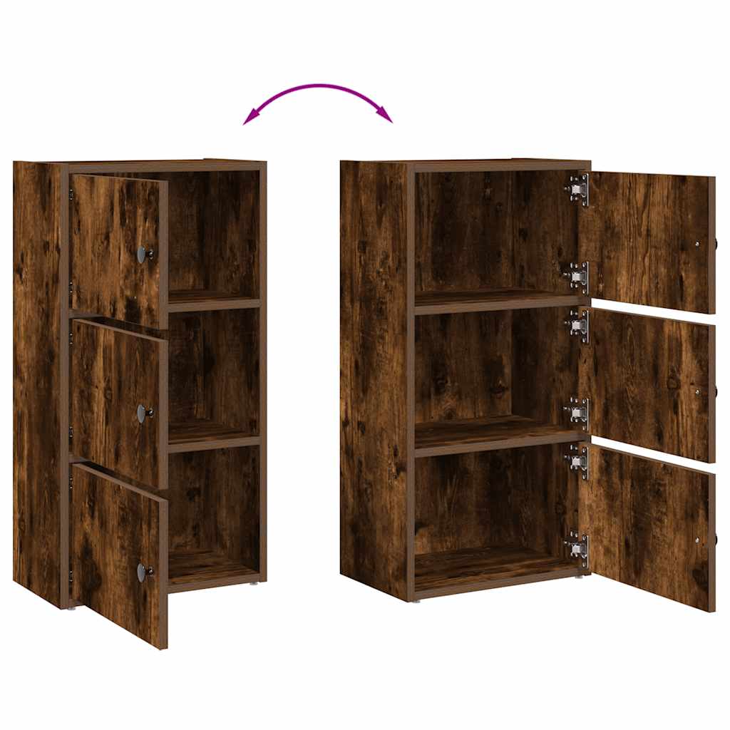 Bibliothèque chêne fumé 40x24x77 cm bois d'ingénierie - XIOS