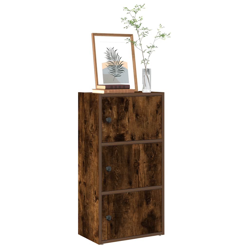 Bibliothèque chêne fumé 40x24x77 cm bois d'ingénierie - XIOS