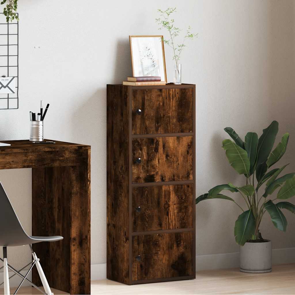 Bibliothèque chêne fumé 40x24x102 cm bois d'ingénierie - XIOS