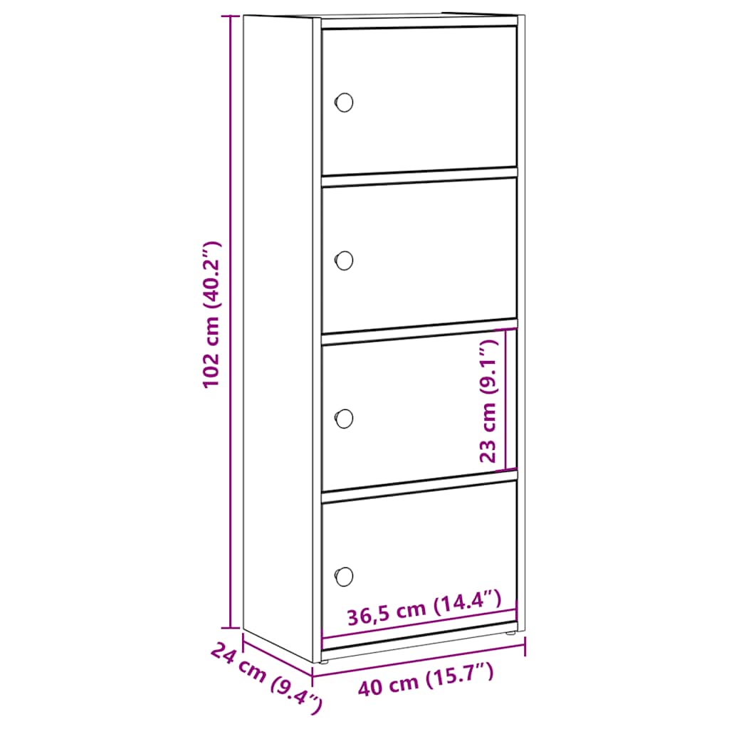 Bibliothèque chêne fumé 40x24x102 cm bois d'ingénierie - XIOS