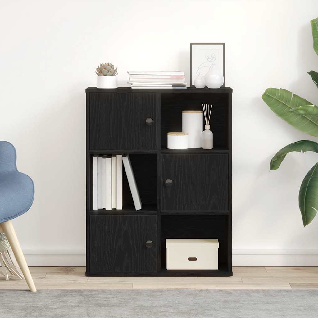 Bibliothèque chêne noir 60x24x76,5 cm bois d'ingénierie - XIOS