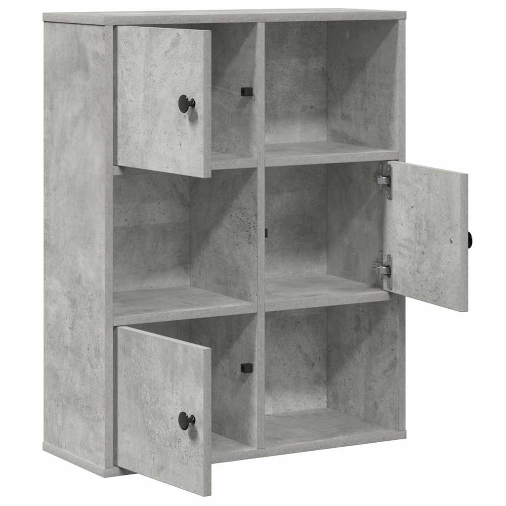 Bibliothèque gris béton 60x24x76,5 cm bois d'ingénierie - XIOS