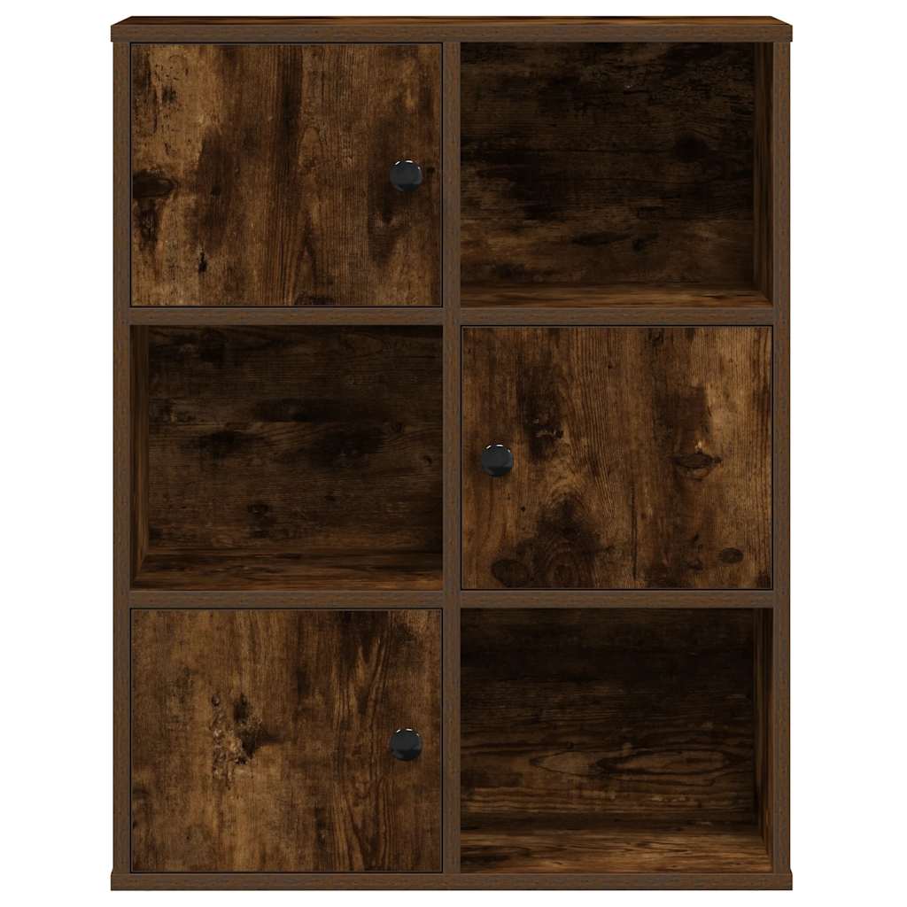 Bibliothèque chêne fumé 60x24x76,5 cm bois d'ingénierie - XIOS