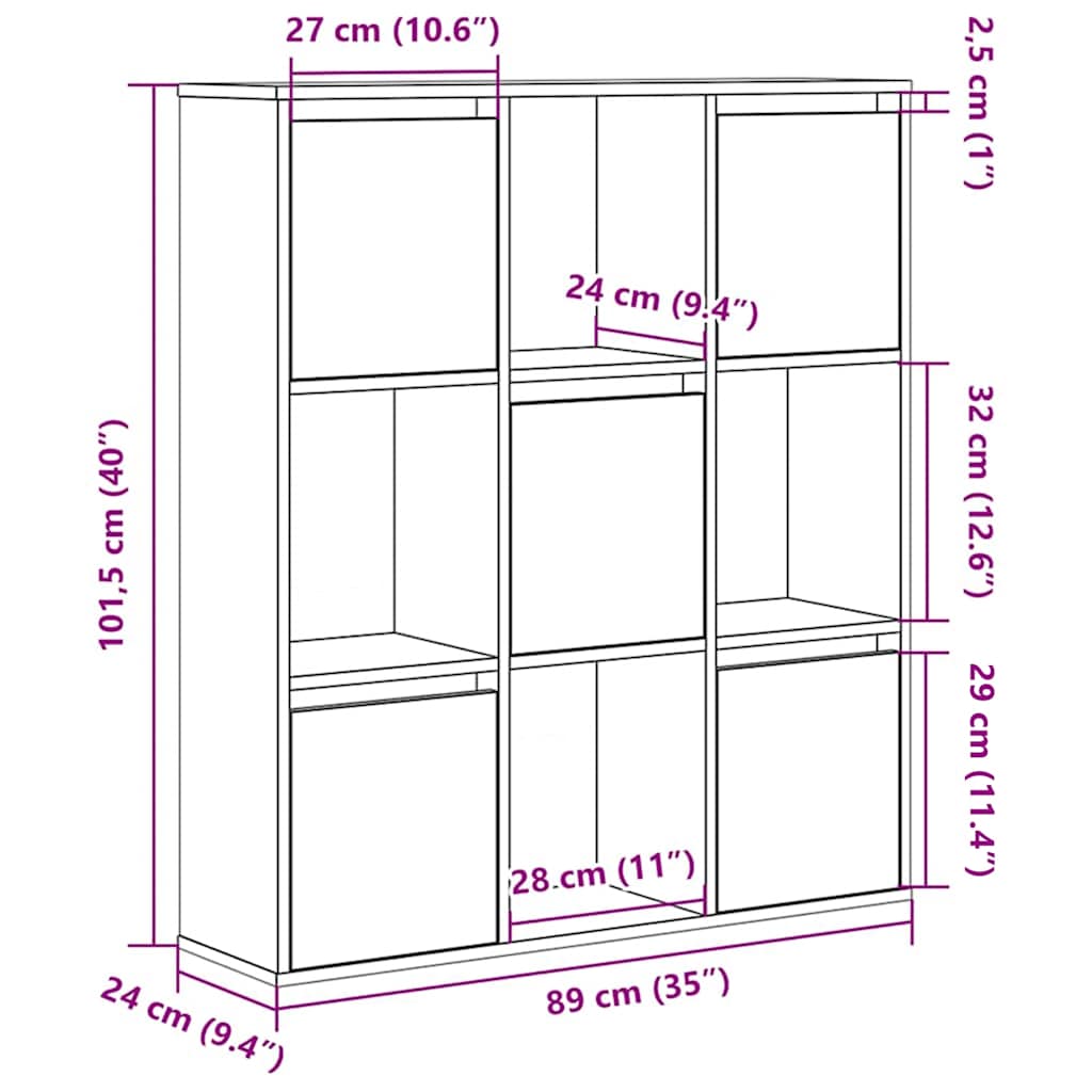 Bibliothèque chêne sonoma 89x24x101,5 cm bois d'ingénierie - XIOS