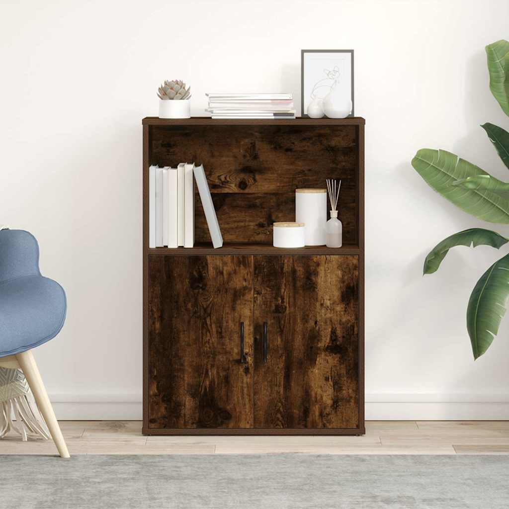 Bibliothèque chêne fumé 60x24x85 cm bois d'ingénierie