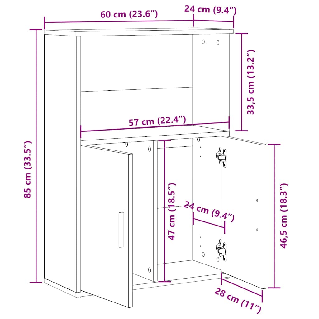 Bibliothèque chêne fumé 60x24x85 cm bois d'ingénierie
