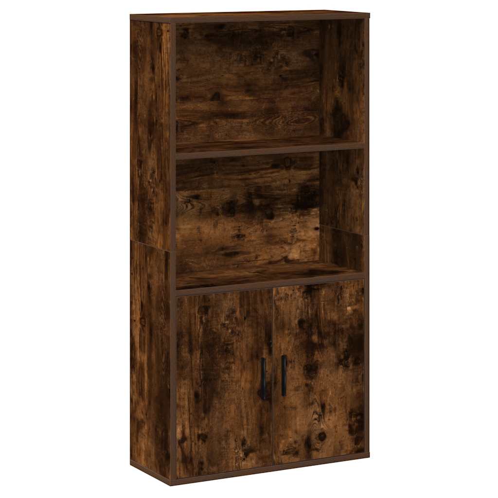 Bibliothèque chêne fumé 60x24x120 cm bois d'ingénierie - XIOS