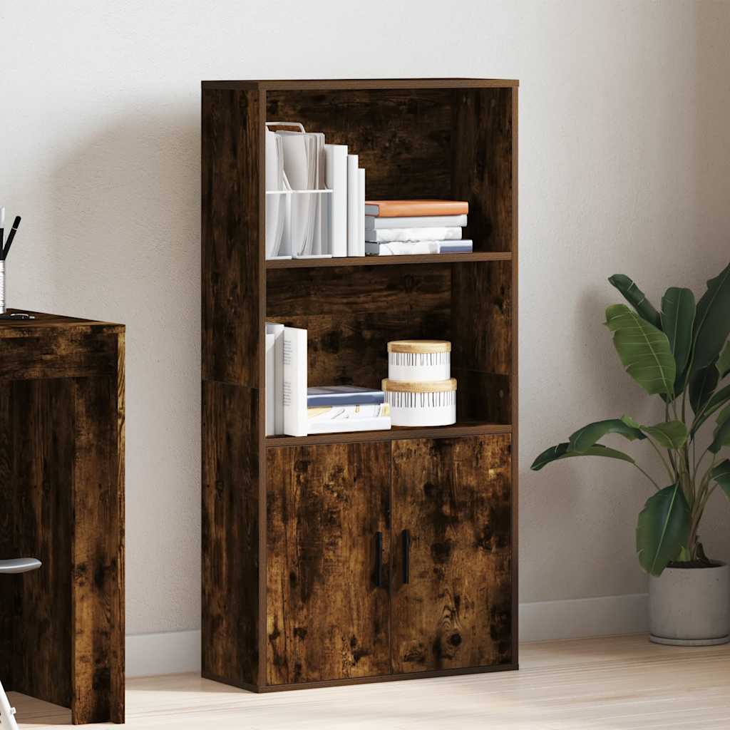 Bibliothèque chêne fumé 60x24x120 cm bois d'ingénierie - XIOS
