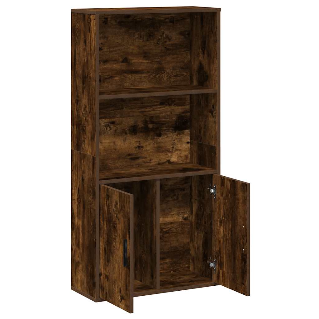 Bibliothèque chêne fumé 60x24x120 cm bois d'ingénierie - XIOS