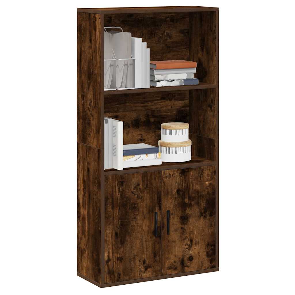 Bibliothèque chêne fumé 60x24x120 cm bois d'ingénierie - XIOS