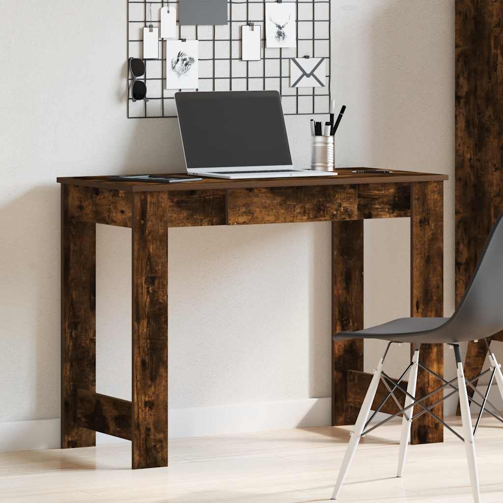 Bureau chêne fumé 100x45x75 cm bois d'ingénierie - XIOS
