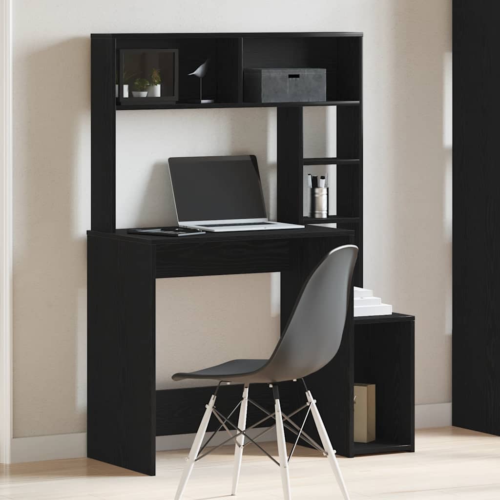 Bureau avec étagères noir 100x45x140 cm bois d'ingénierie - XIOS