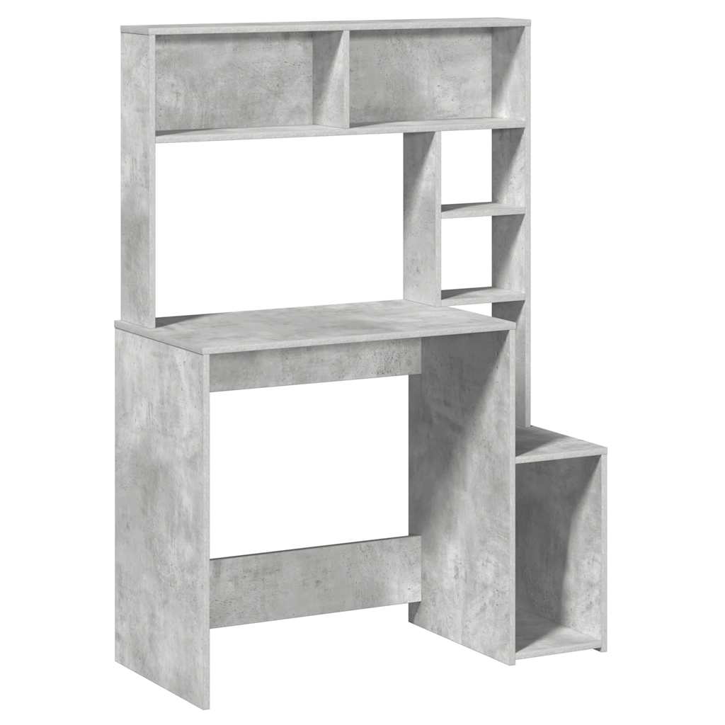 Bureau avec étagères gris béton 100x45x140 cm bois d'ingénierie - XIOS