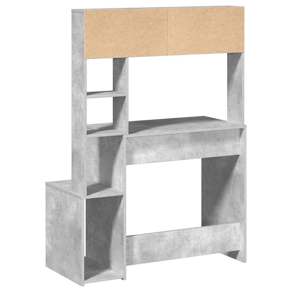 Bureau avec étagères gris béton 100x45x140 cm bois d'ingénierie - XIOS