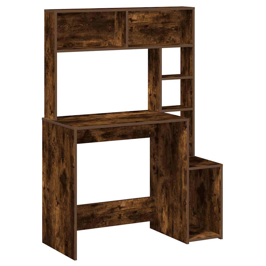 Bureau avec étagères chêne fumé 100x45x140 cm bois d'ingénierie - XIOS