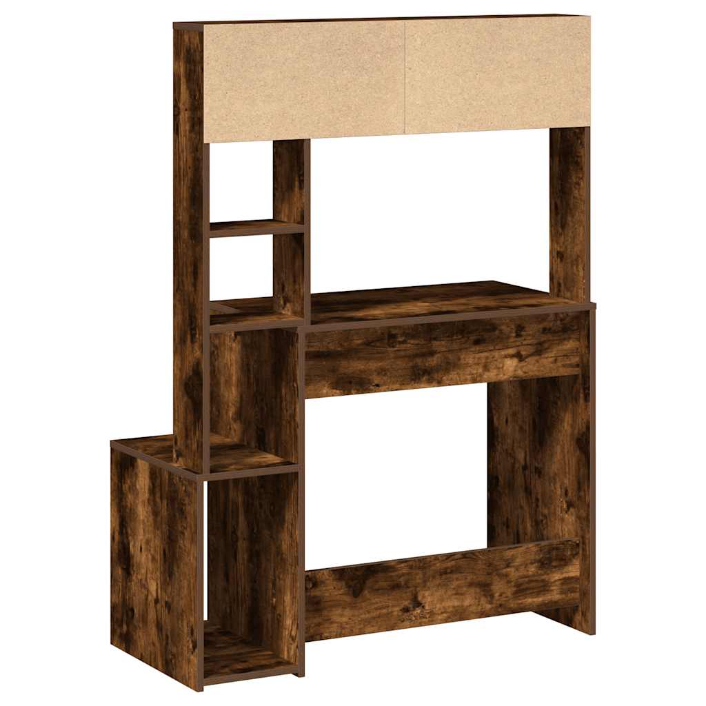 Bureau avec étagères chêne fumé 100x45x140 cm bois d'ingénierie - XIOS